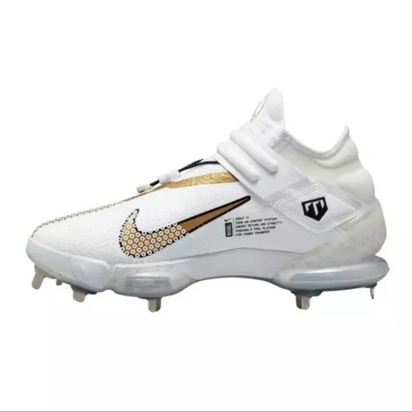 Nike Force Zoom Trout 7 Mid Metal Baseball Cleats White Gold CI3134-106 Men Size - Picture 2 of 3